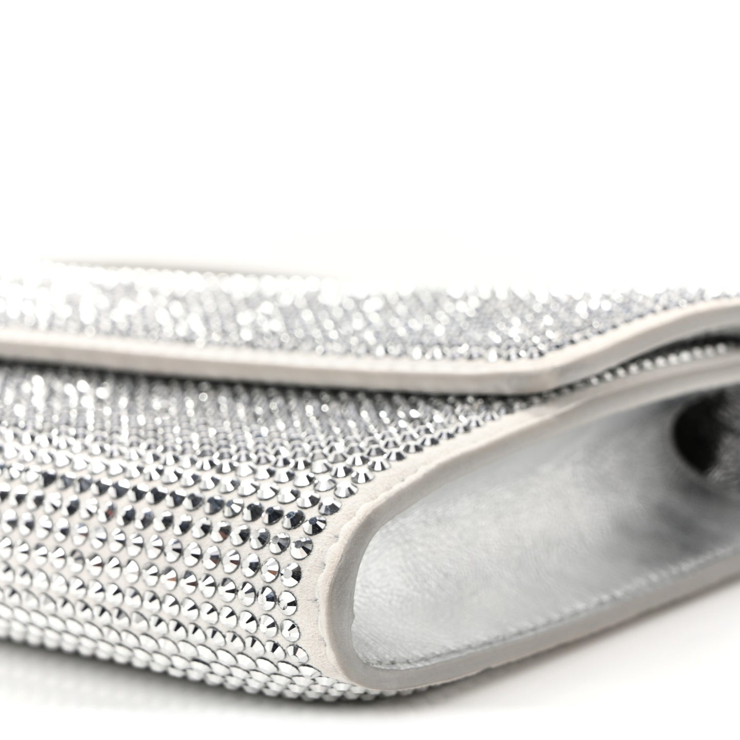 Nappa Crystal Long Andiamo Top Handle Clutch White