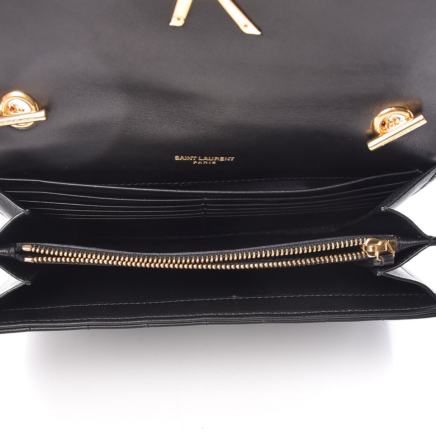 Lambskin Matelasse Monogram Vicky Chain Wallet Black