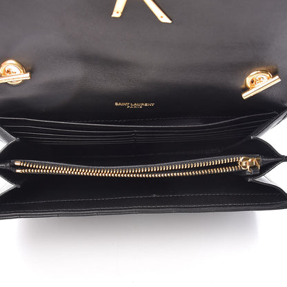 Saint Laurent Lambskin Matelasse Monogram Vicky Chain Wallet Black 5 of 10
