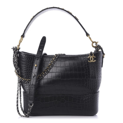 Chanel Crocodile Embossed Calfskin Medium Gabrielle Cocodile Hobo Black 1 of 9