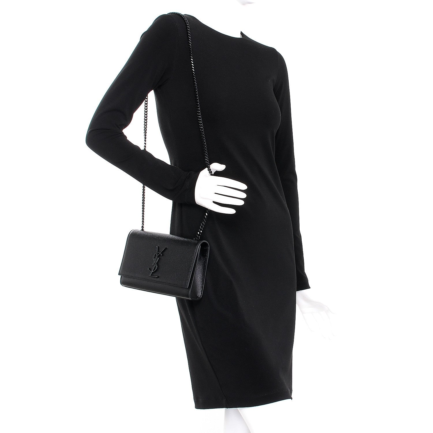 Saint Laurent Grain De Poudre Small Monogram Kate Satchel Black 2 of 7