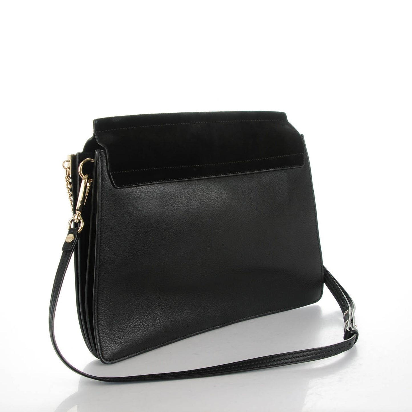 Suede Calfskin Medium Faye Shoulder Bag Black
