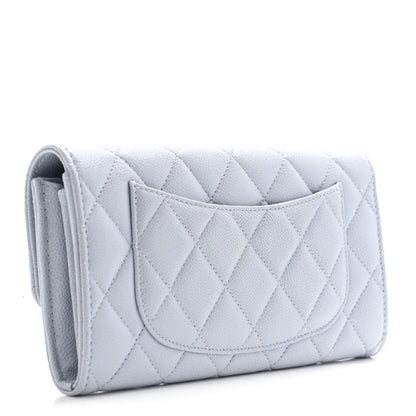 Chanel Caviar Quilted Large Gusset Flap Wallet Light Blue 3 of 10