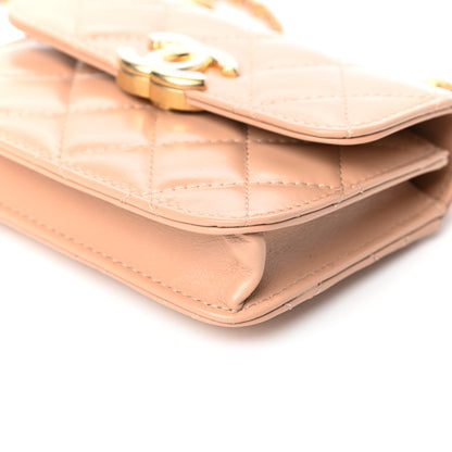 Chanel Calfskin Quilted Perfect Fit Coin Purse With Chain Beige 10 of 11