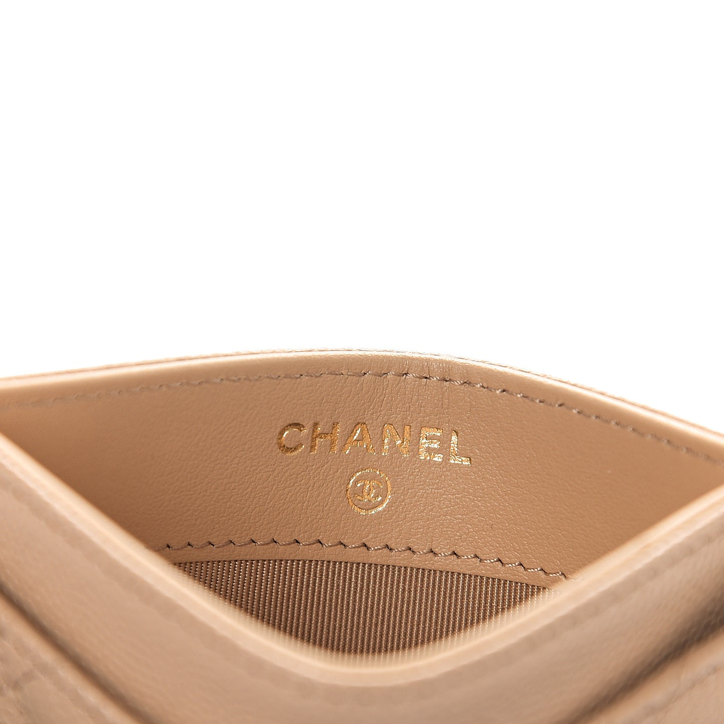 Caviar Quilted Card Holder Beige