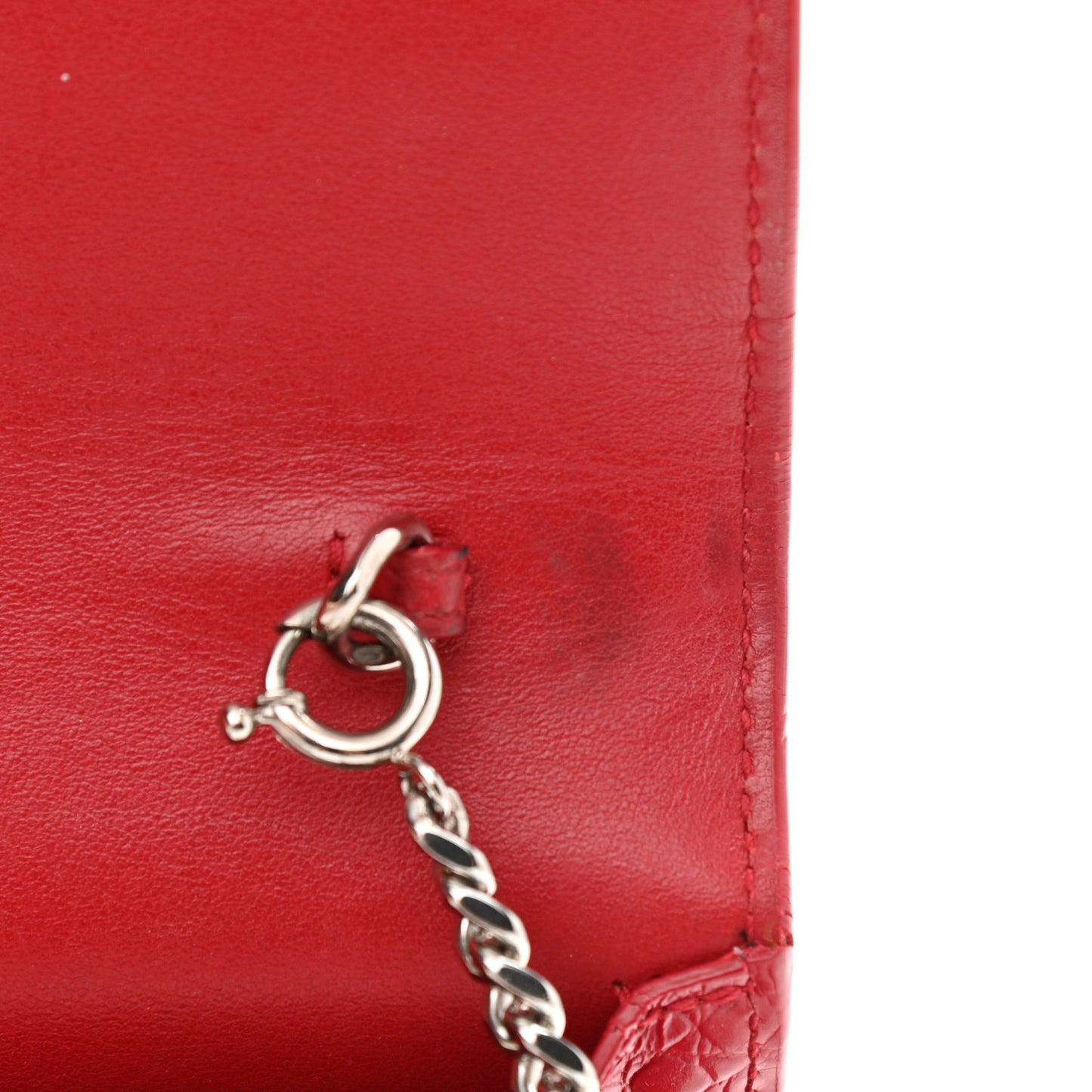 Calfskin Crocodile Embossed Monogram Sunset Chain Wallet Rouge Eros