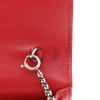 Saint Laurent Calfskin Crocodile Embossed Monogram Sunset Chain Wallet Rouge Eros 14 of 17