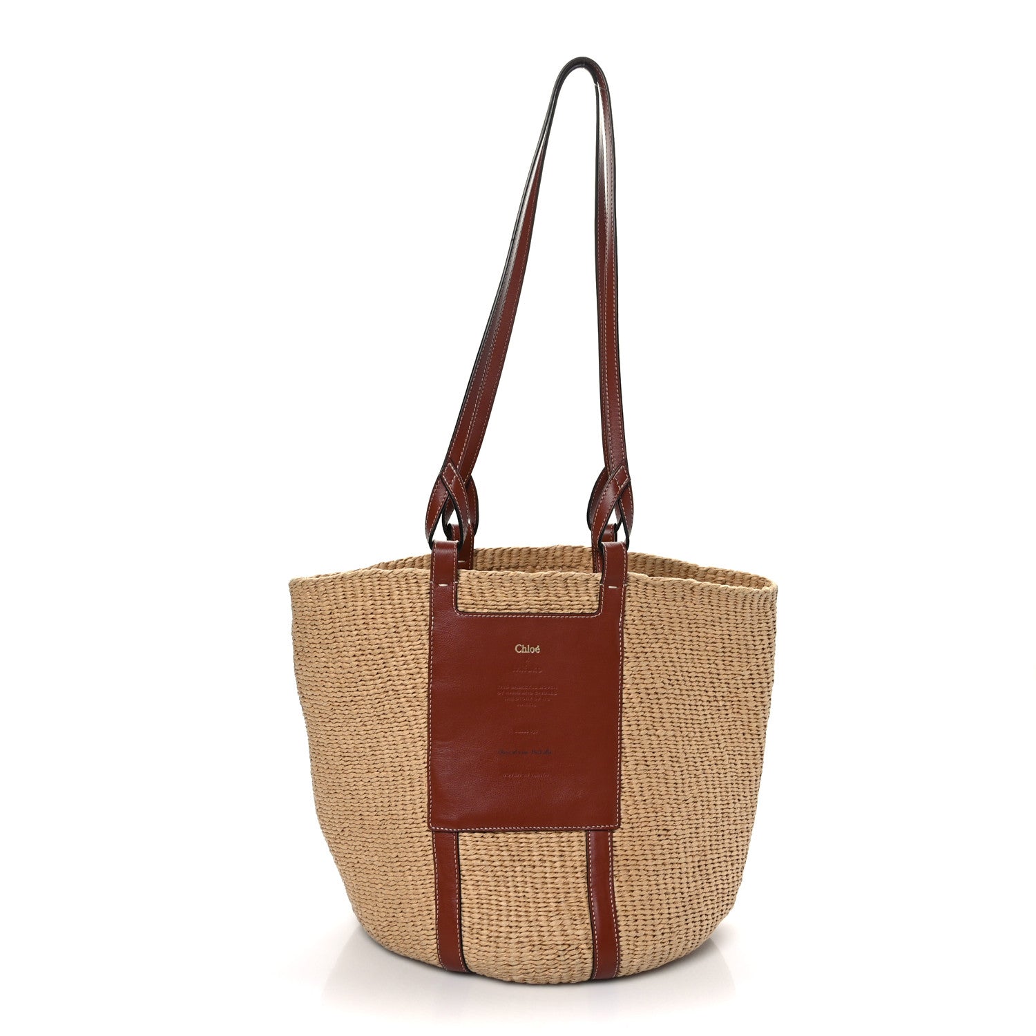Chloe Raffia Calfskin Large Basket Tote Tan 1 of 8
