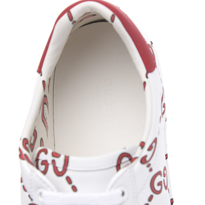 Gucci Calfskin GucciGhost Print Womens Ace Sneakers 39.5 White Hibiscus Red 6 of 10
