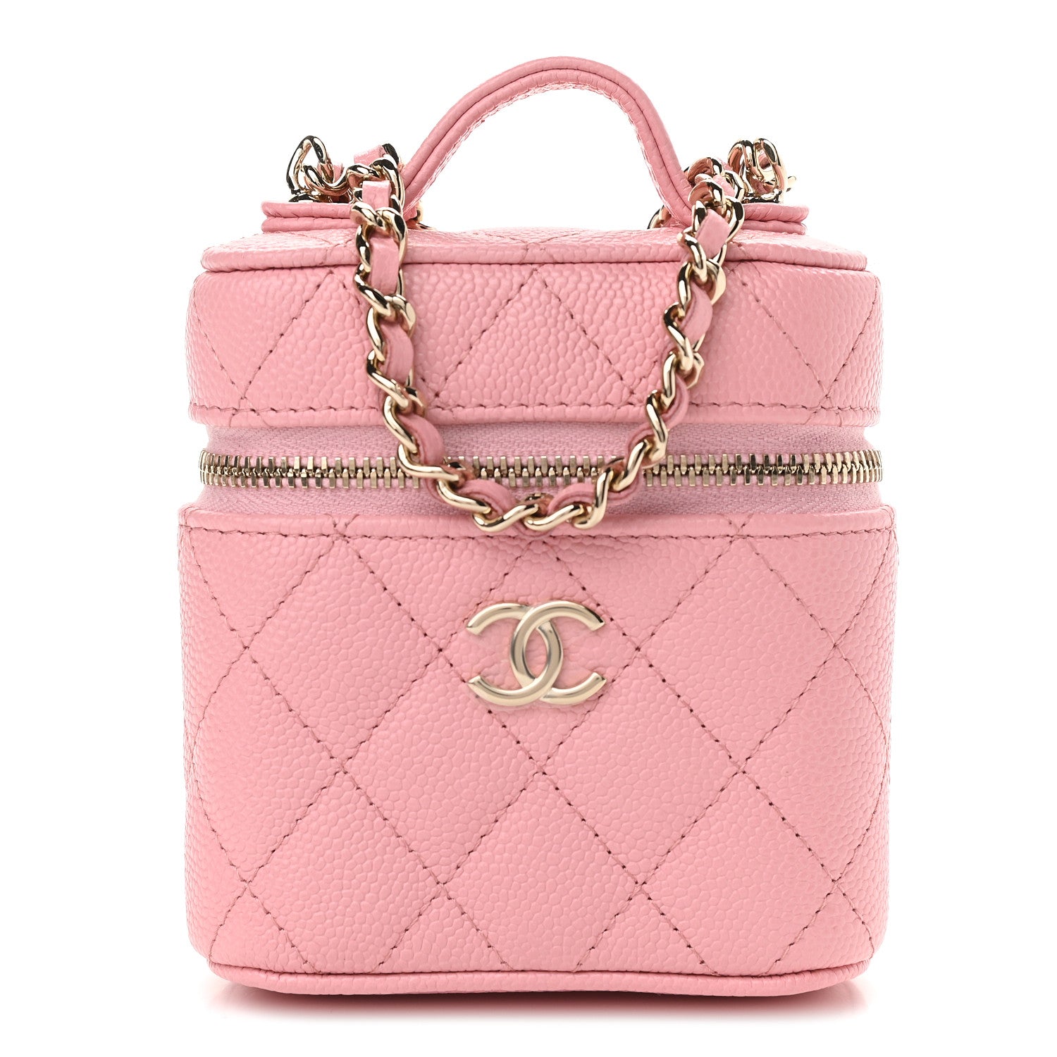 Chanel Caviar Quilted Small Handle With Care Vanity Case With Chain Pink 1 of 9