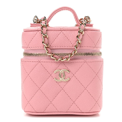 Chanel Caviar Quilted Small Handle With Care Vanity Case With Chain Pink 1 of 9
