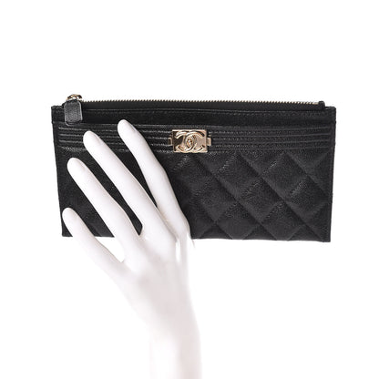 Chanel Caviar Quilted Classic Zip Boy Pouch Black 2 of 8