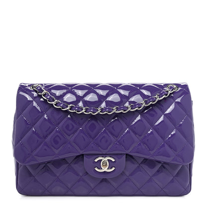 Chanel Patent Calfskin Quilted Jumbo Double Flap Purple 1 of 10