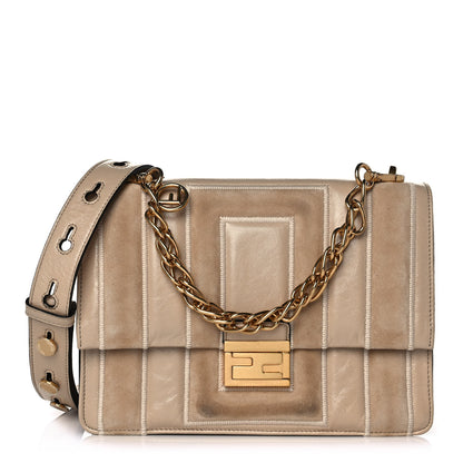 Fendi Agnello Old Shine Chamois F is Fendi Embossed Kan U Shoulder Bag Amido Nude 1 of 9