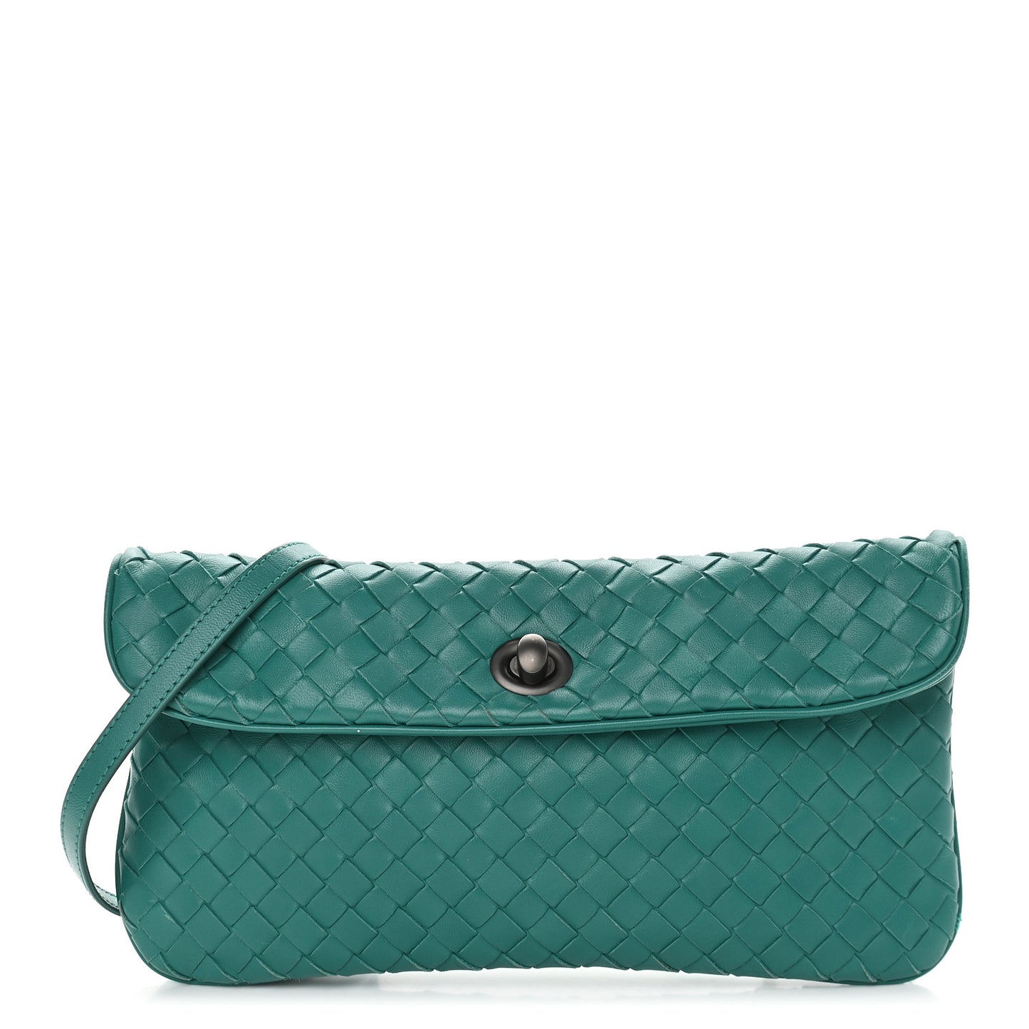 Nappa Intrecciato Mini Turn-Lock Crossbody Lagoon