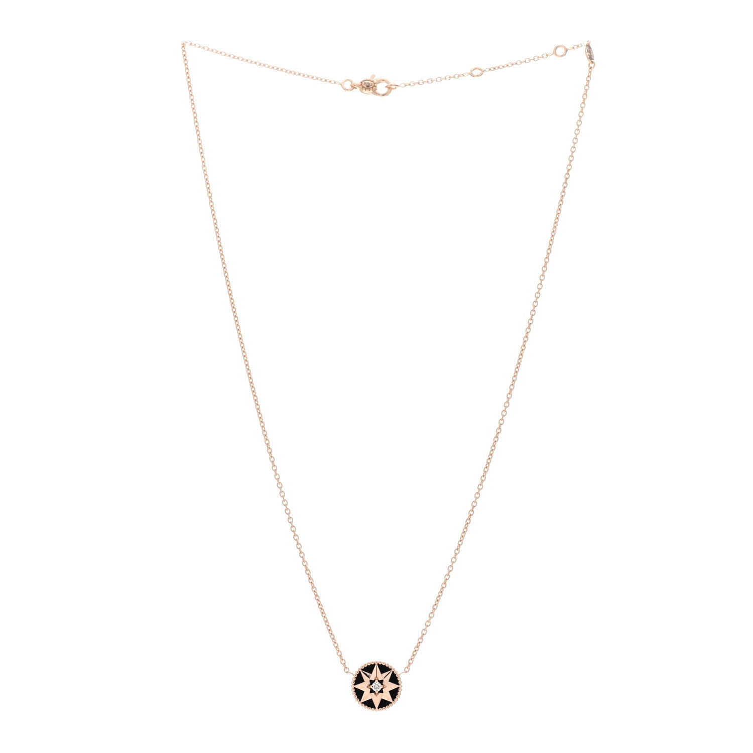 Christian Dior CHRISTIAN DIOR 18K Rose Gold Diamond Black Onyx Rose Des Vents Necklace 3 of 5