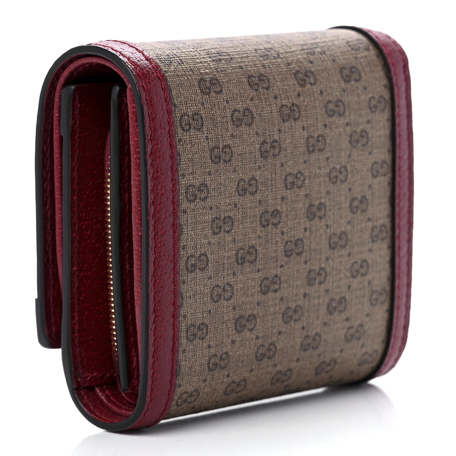 Gucci X DORAEMON Mini Vintage GG Supreme Monogram Compact Wallet Beige Cherry Red 2 of 10