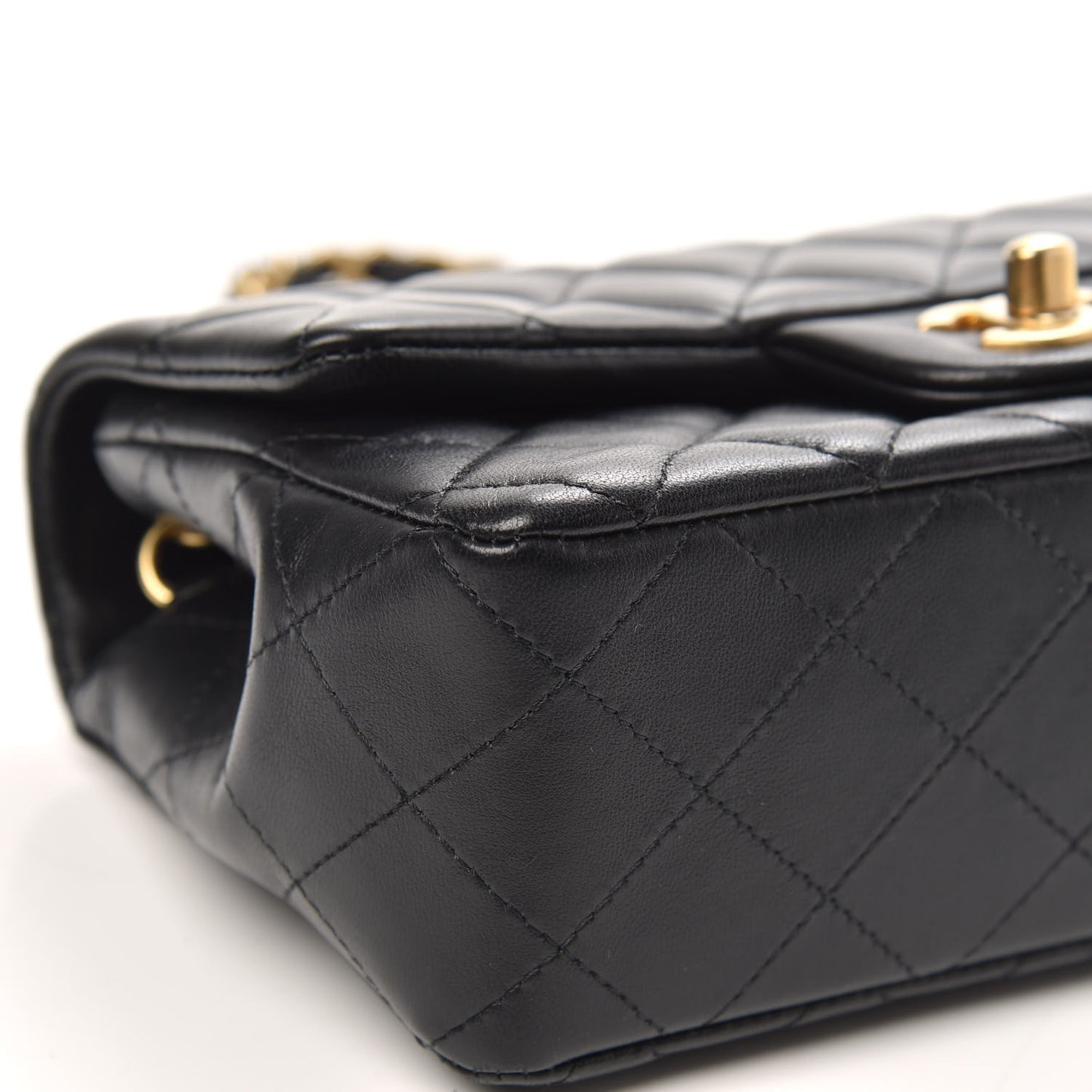 Lambskin Quilted Mini Rectangular Flap Black