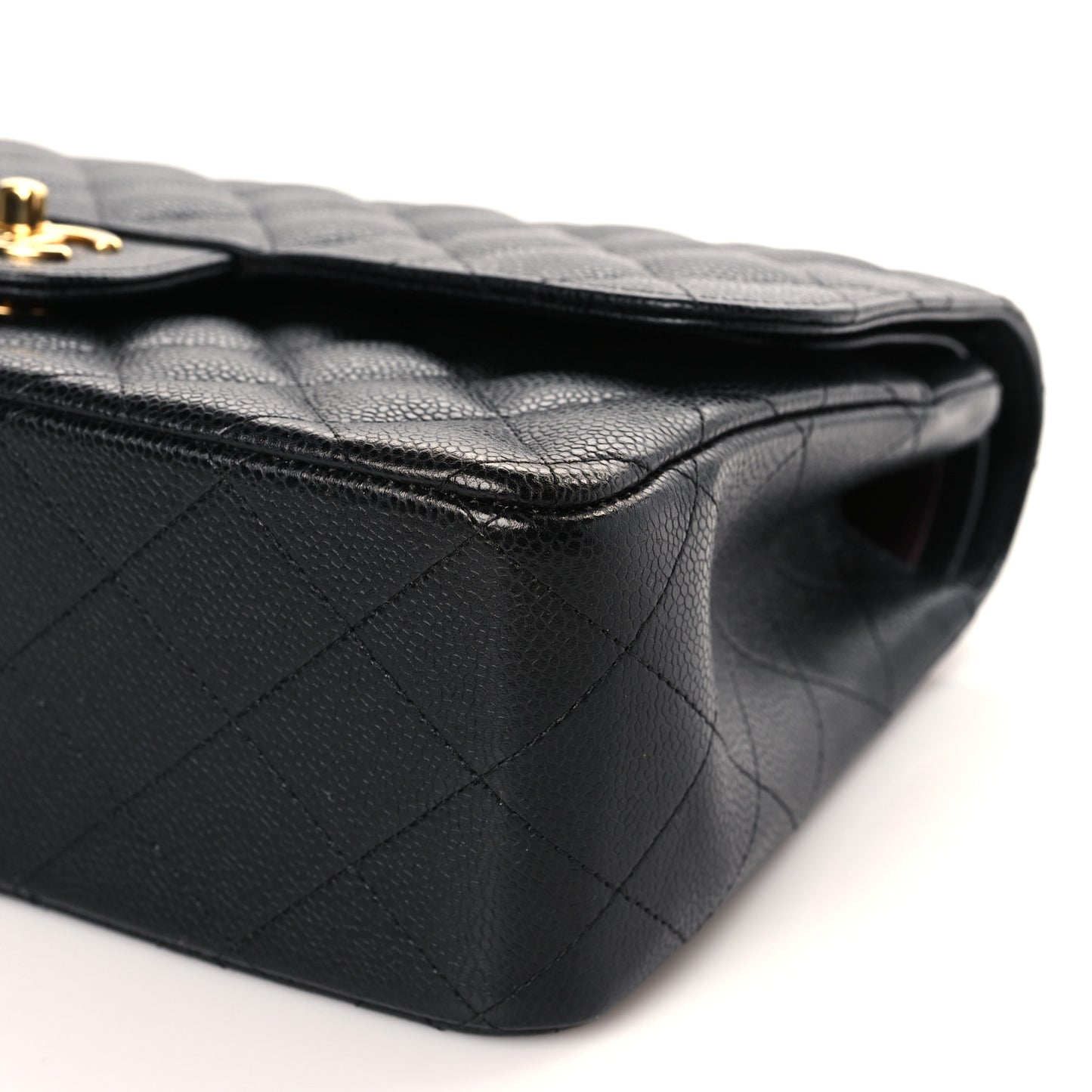Caviar Quilted Jumbo Double Flap Black