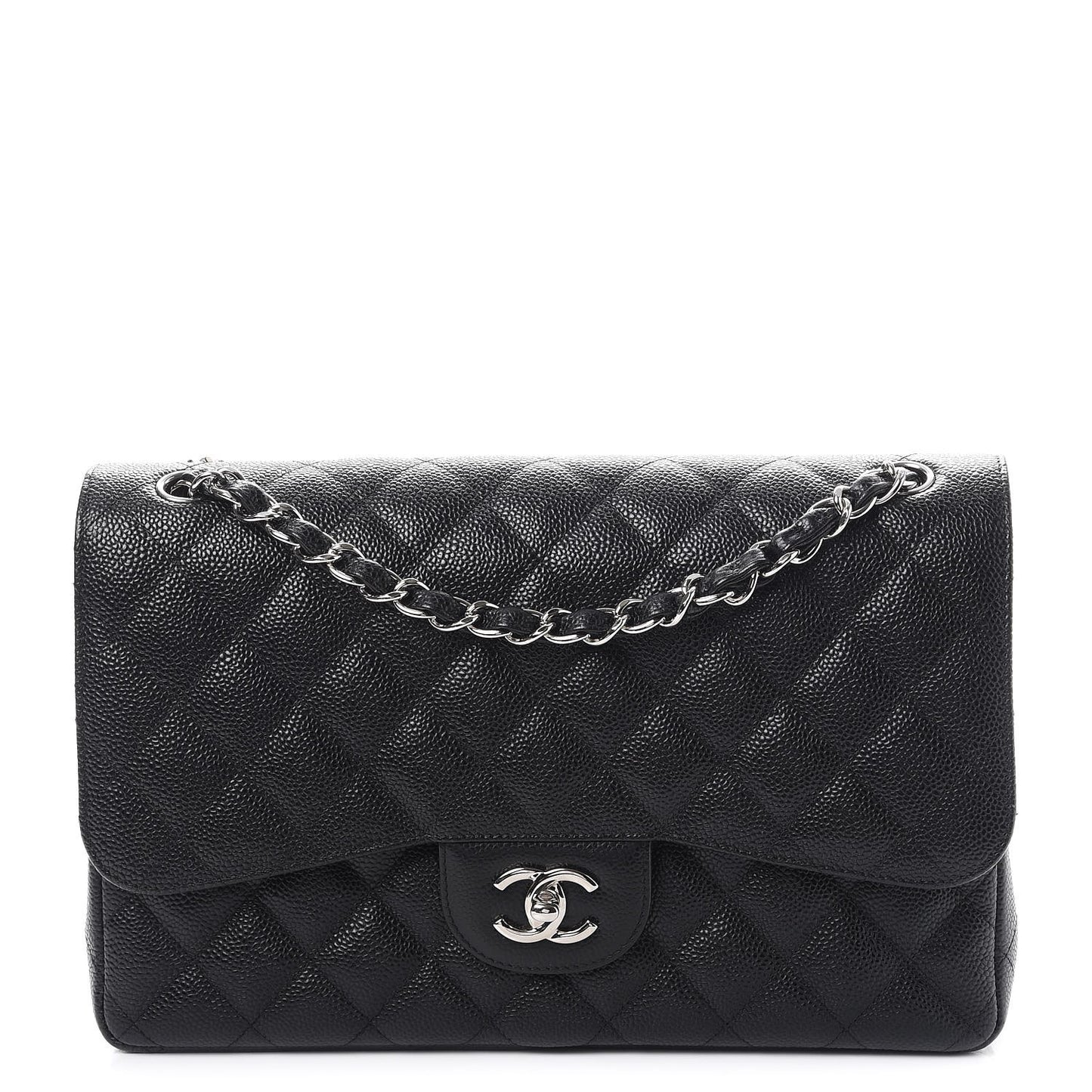 Caviar Quilted Jumbo Double Flap Black