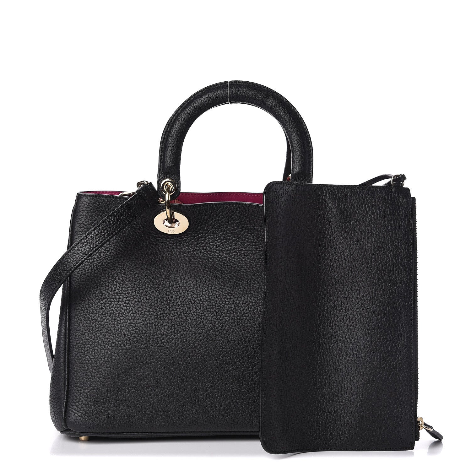 Christian Dior Bullcalf Medium Diorissimo Tote Black Rose Indien 1 of 14