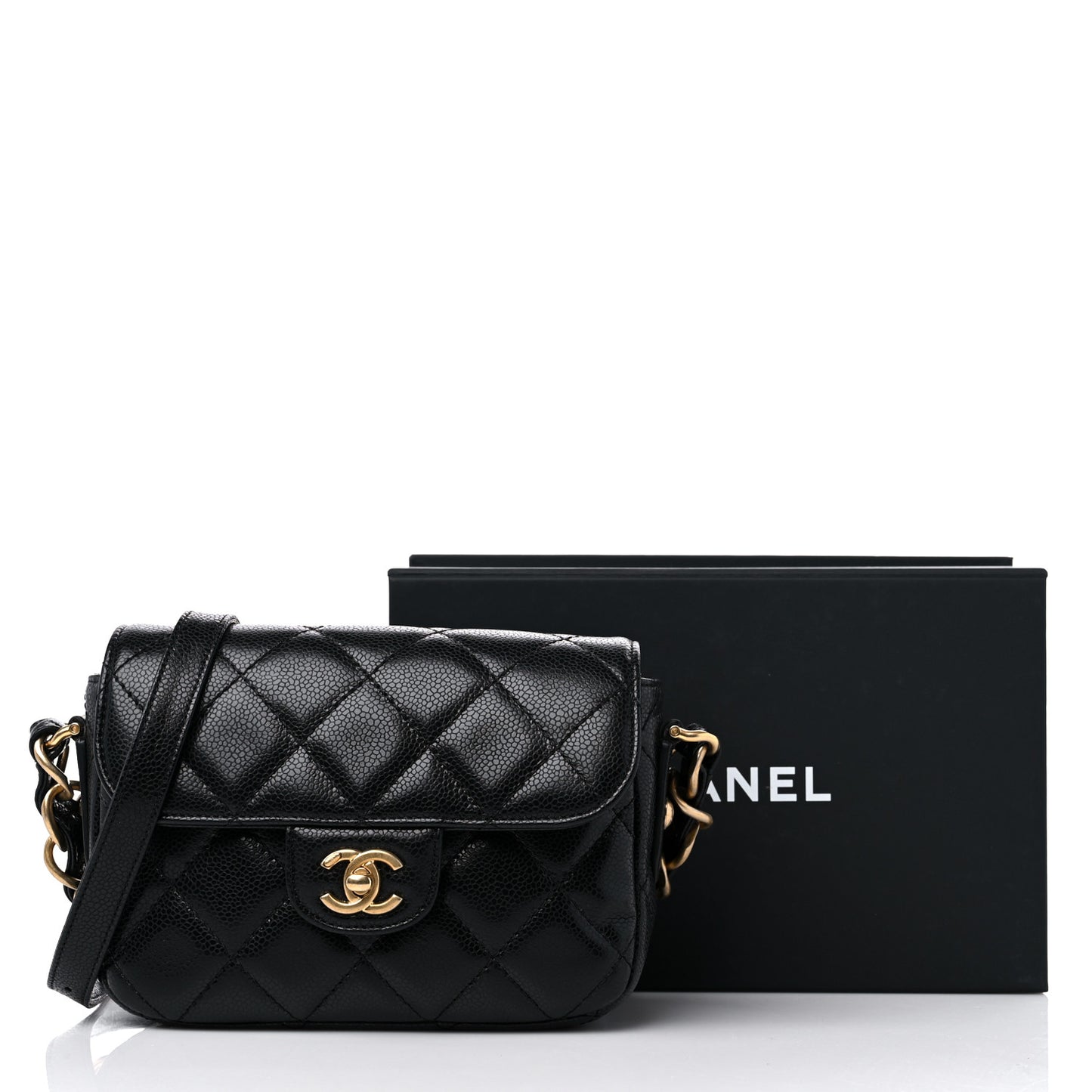 Caviar Quilted Mini Chain Flap Black