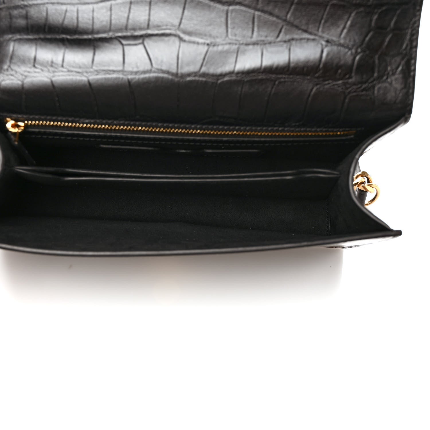 Alexander McQueen Shiny Crocodile Embossed Jeweled Satchel Black 5 of 10