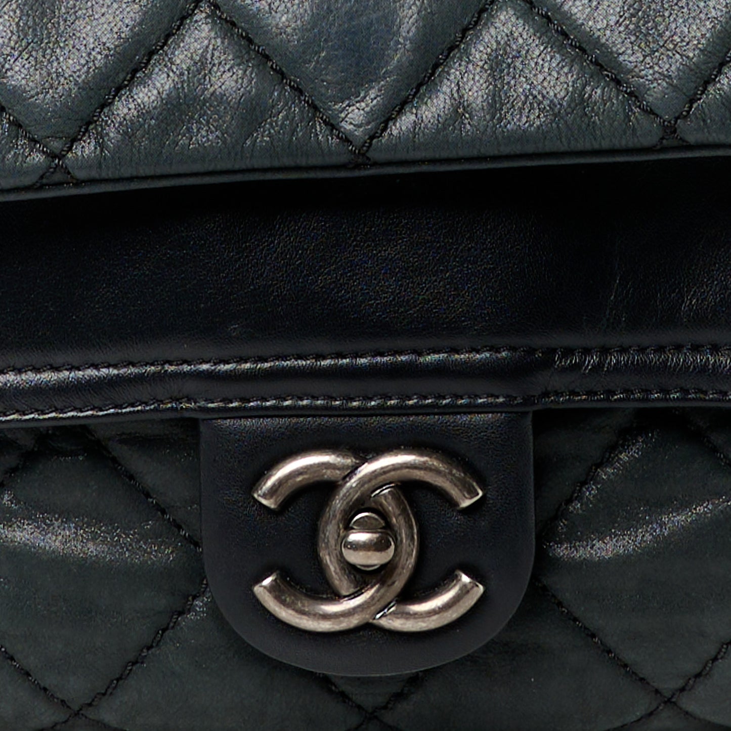 Iridescent Calfskin Jumbo In the Mix Double Flap Black