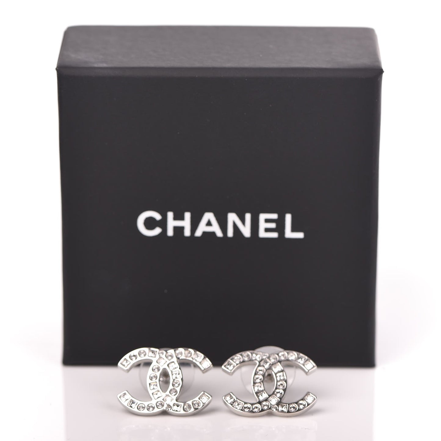Baguette Crystal CC Earrings Silver