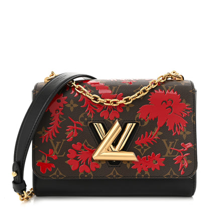 Louis Vuitton Calfskin Monogram Blossom Twist MM Rouge 1 of 11