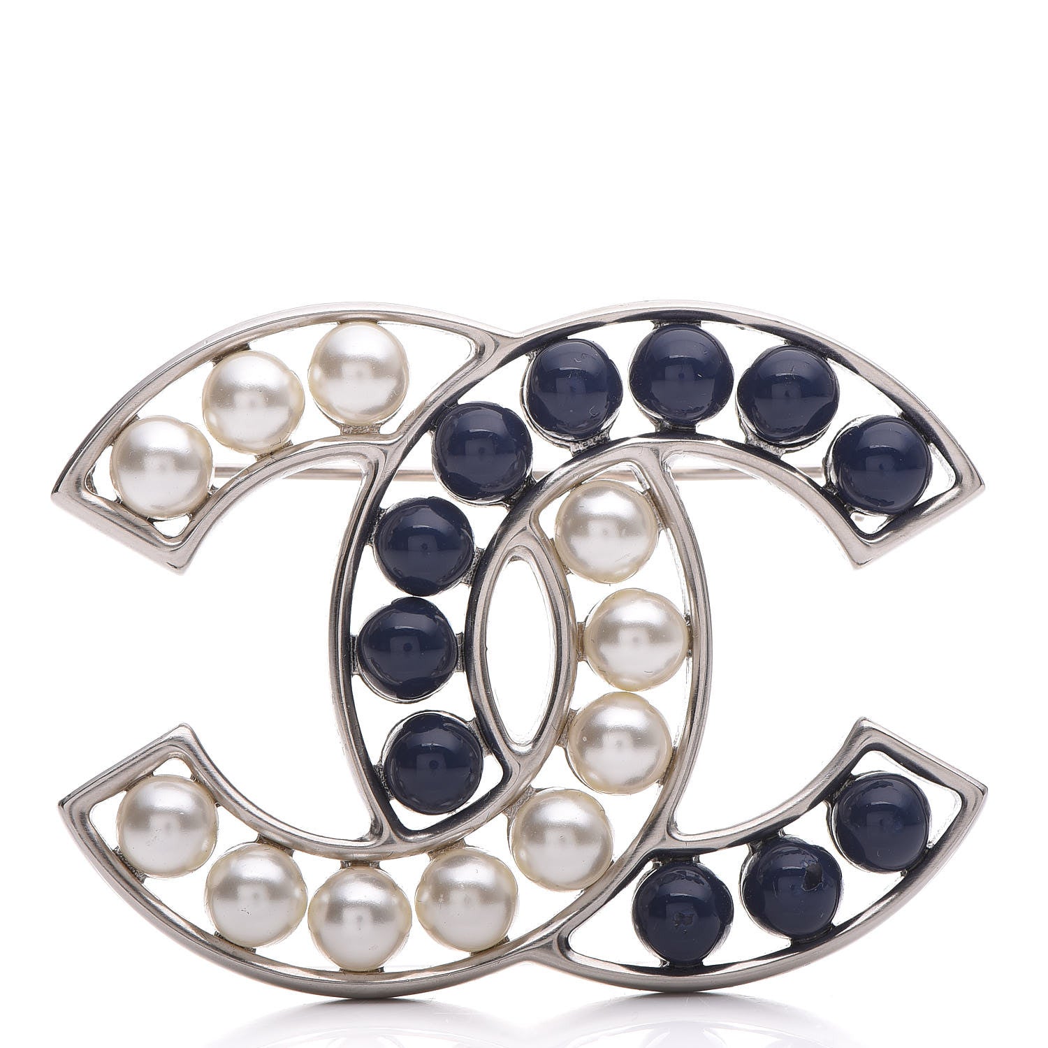 Chanel Pearl CC Brooch Blue Silver 1 of 4
