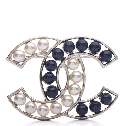 Chanel Pearl CC Brooch Blue Silver 1 of 4