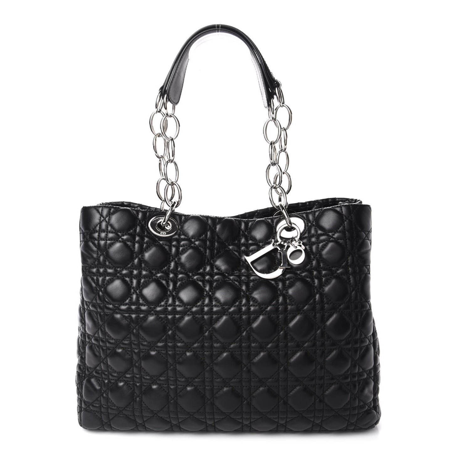 Lambskin Cannage Large Dior Soft Shopping Tote Black