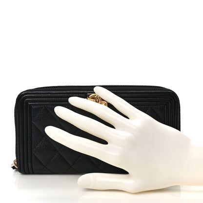 Chanel Caviar Quilted Boy Long Zip Around Wallet Black 2 of 7