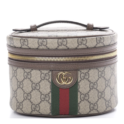 Gucci GG Supreme Monogram Textured Calfskin Web Ophidia Vanity Cosmetic Case Beige Ebony New Acero 1 of 8