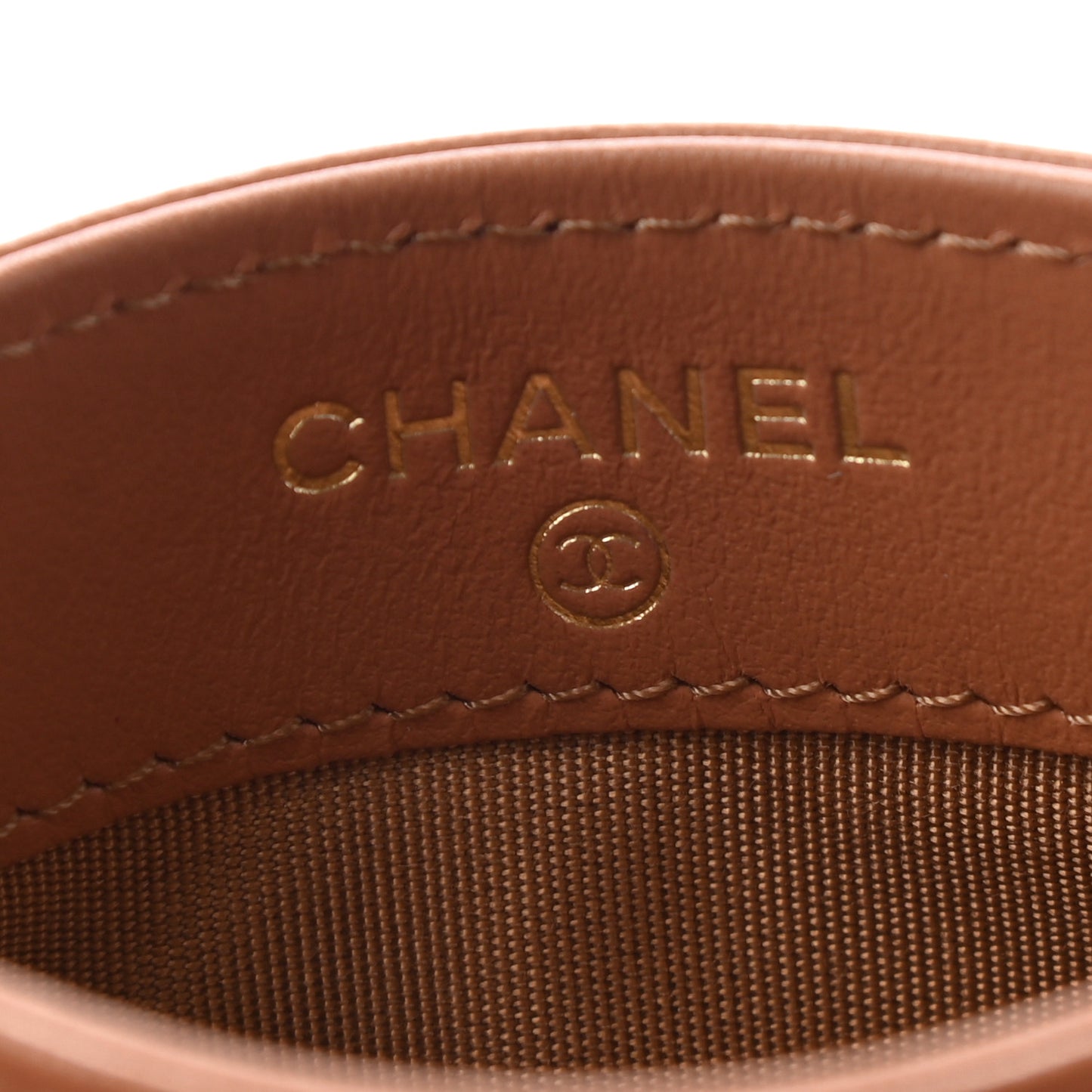 Lambskin Quilted Chanel 19 Card Holder Brown