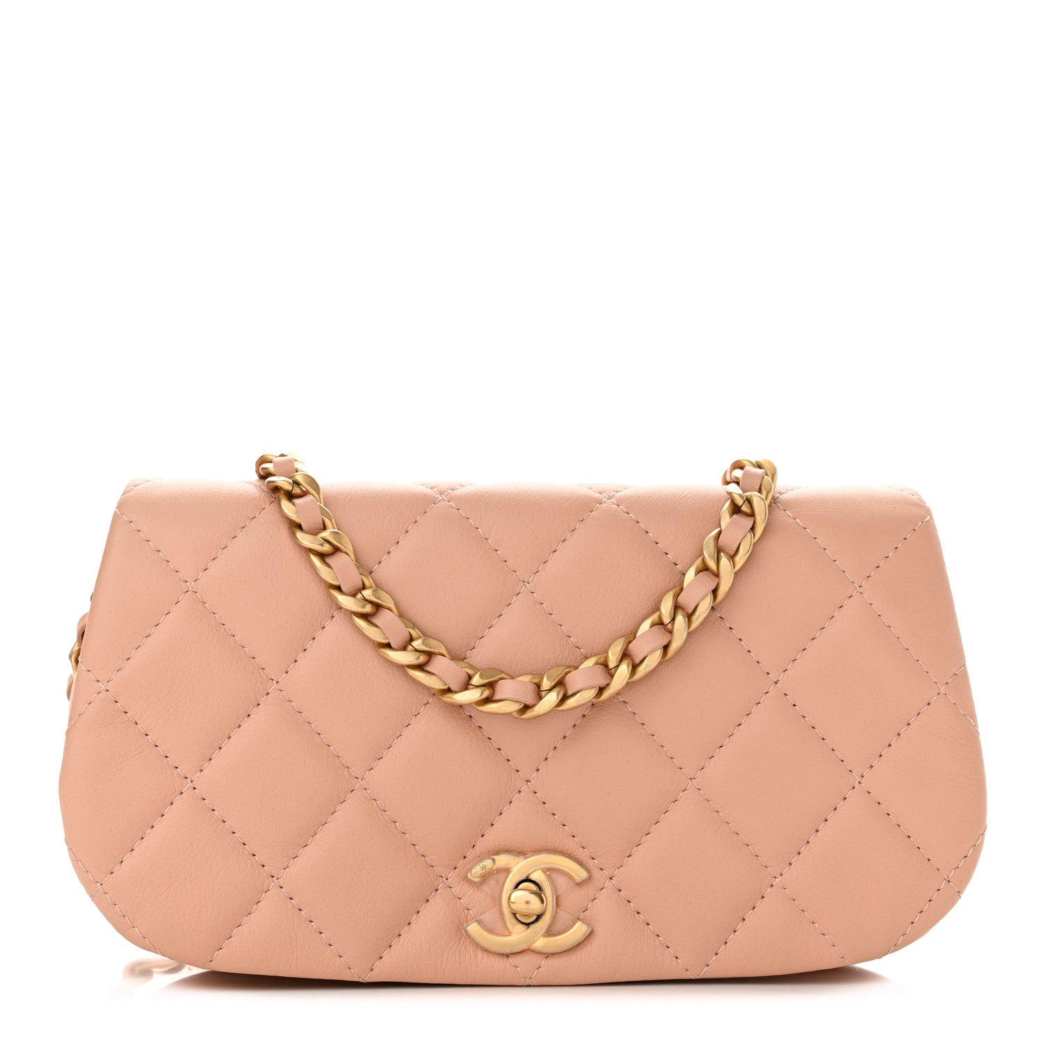 Chanel Calfskin Quilted Coco Mail Clutch With Chain Light Pink 1 of 11