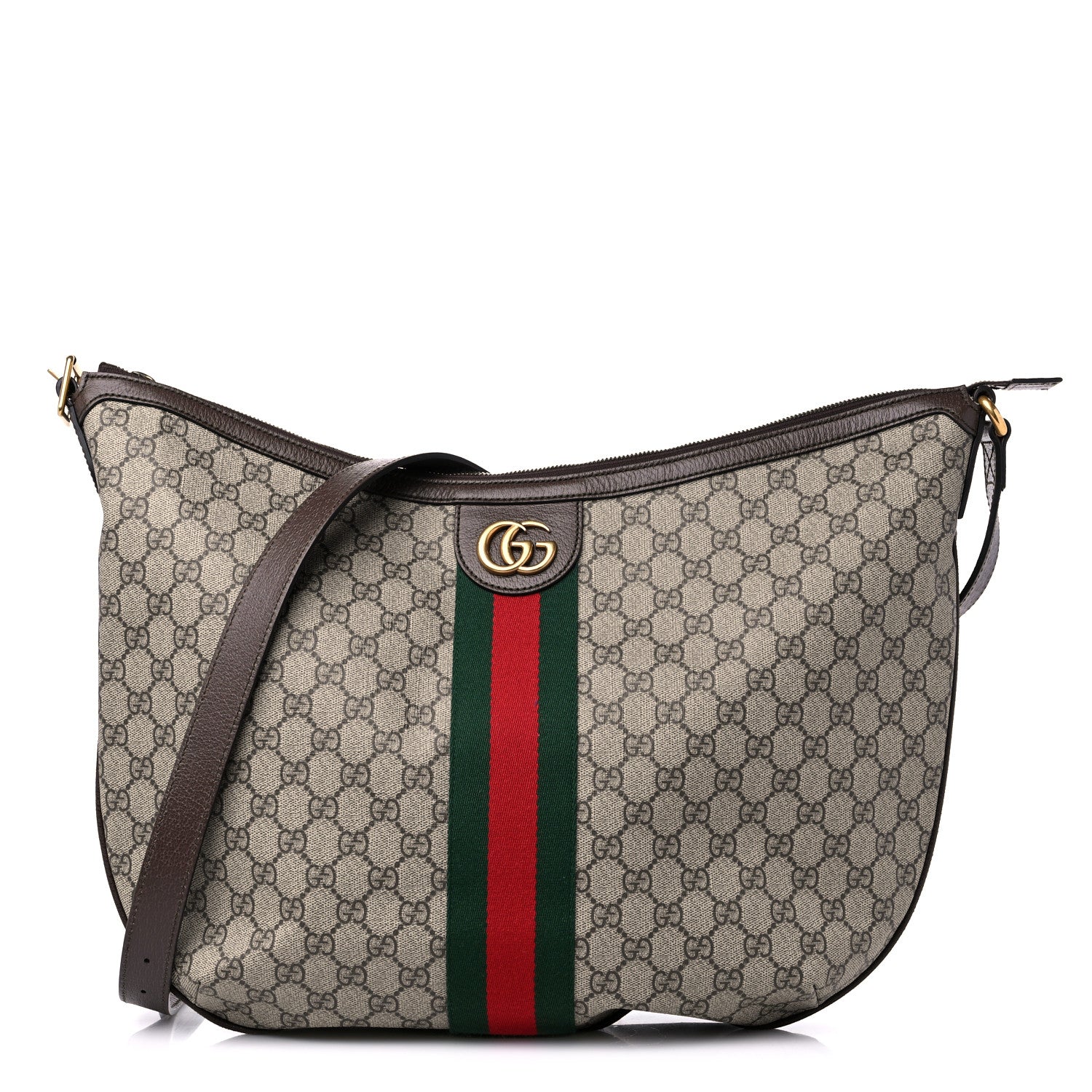 Gucci GG Supreme Monogram Web Ophidia Half Moon Hobo Brown 1 of 10