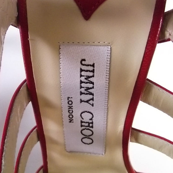 Jimmy Choo Leather Glenys Cage Platform Sandals 39 Red 8 of 8