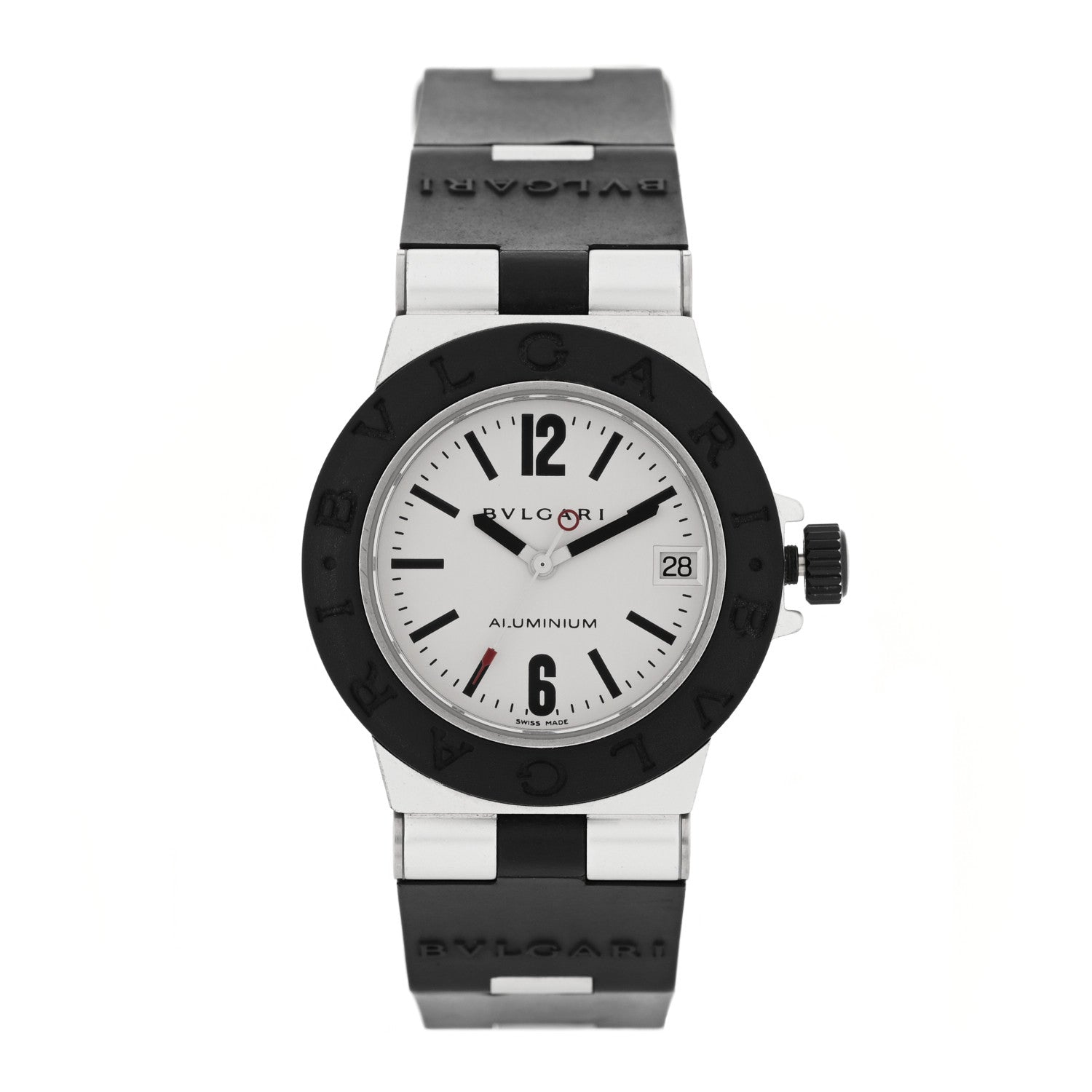 Bulgari Aluminum Rubber 32mm Diagono Quartz Watch 1 of 4