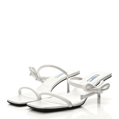Prada Nappa Bow Strappy 55mm Sandals 38.5 White 3 of 8