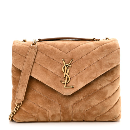Saint Laurent Suede Calfskin Y Quilted Monogram Small Loulou Chain Satchel Cinnamon 1 of 11