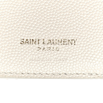 Saint Laurent Grain De Poudre Mixed Matelasse Triquilt Monogram Compact Tri Fold Wallet Blanc Vintage 6 of 8