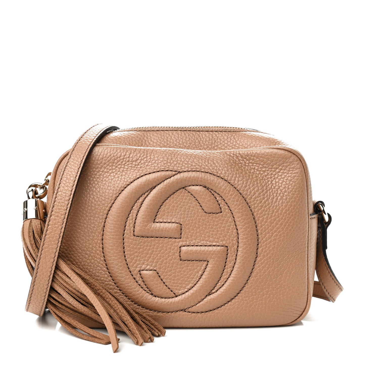 Pebbled Calfskin Small Soho Disco Bag Camelia