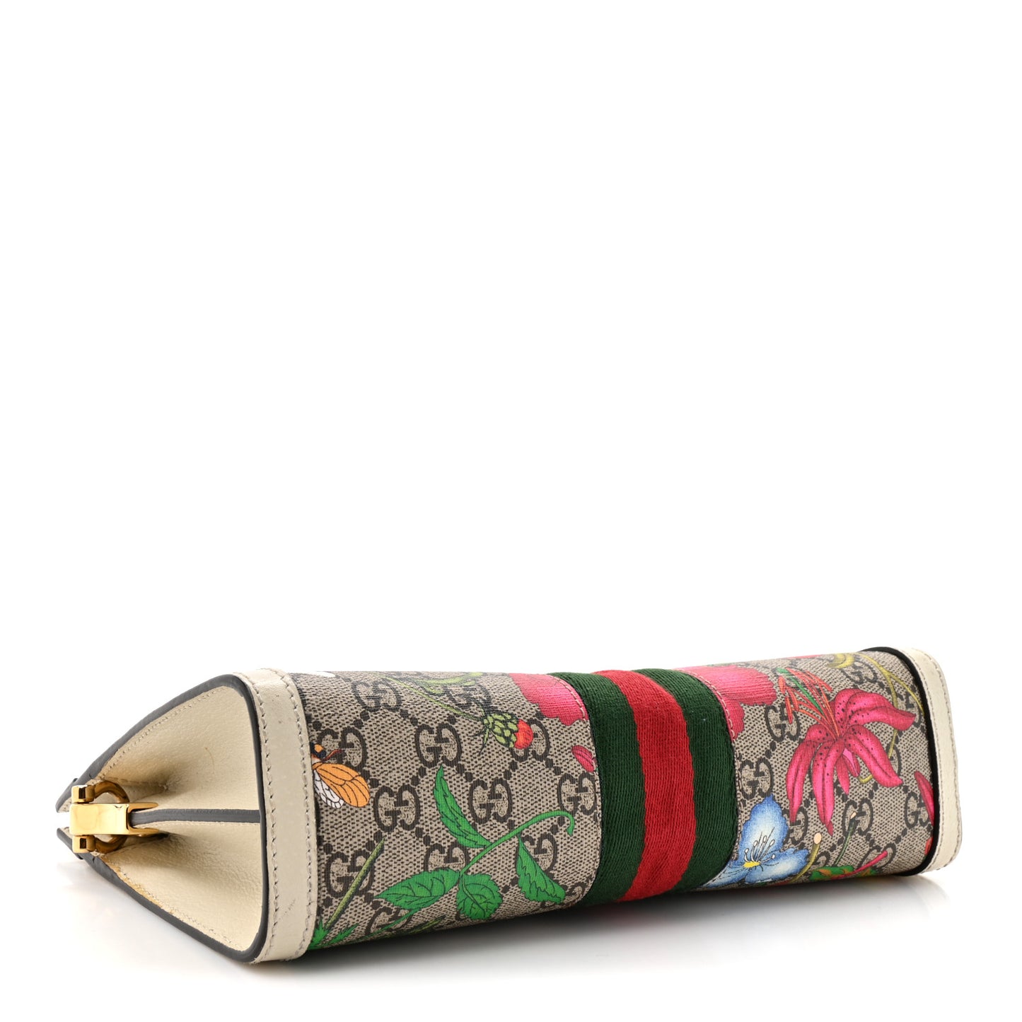 GG Supreme Monogram Flora Web Small Ophidia Chain Shoulder Bag White