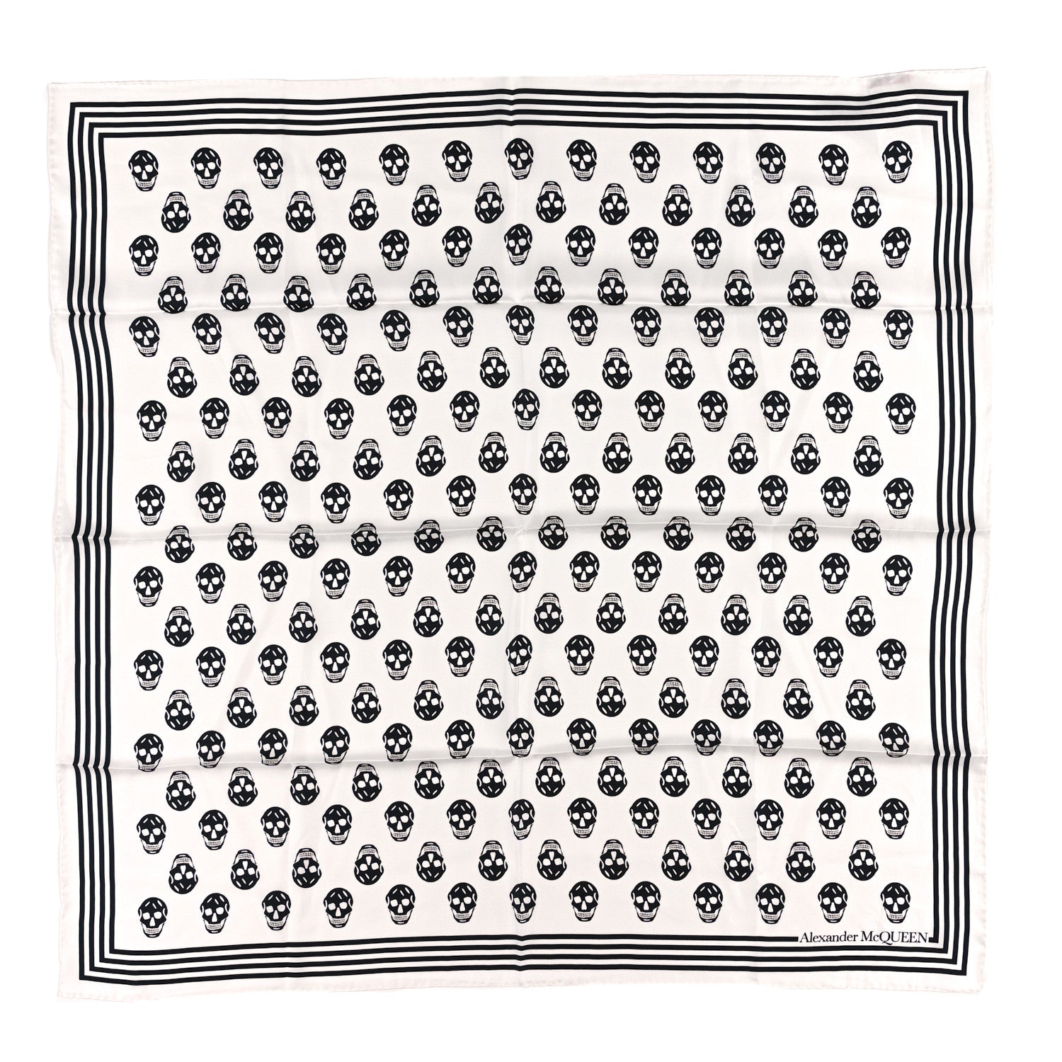 Alexander McQueen Silk Chiffon Skull Scarf Ivory Black 1 of 3