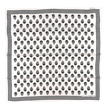 Alexander McQueen Silk Chiffon Skull Scarf Ivory Black 1 of 3