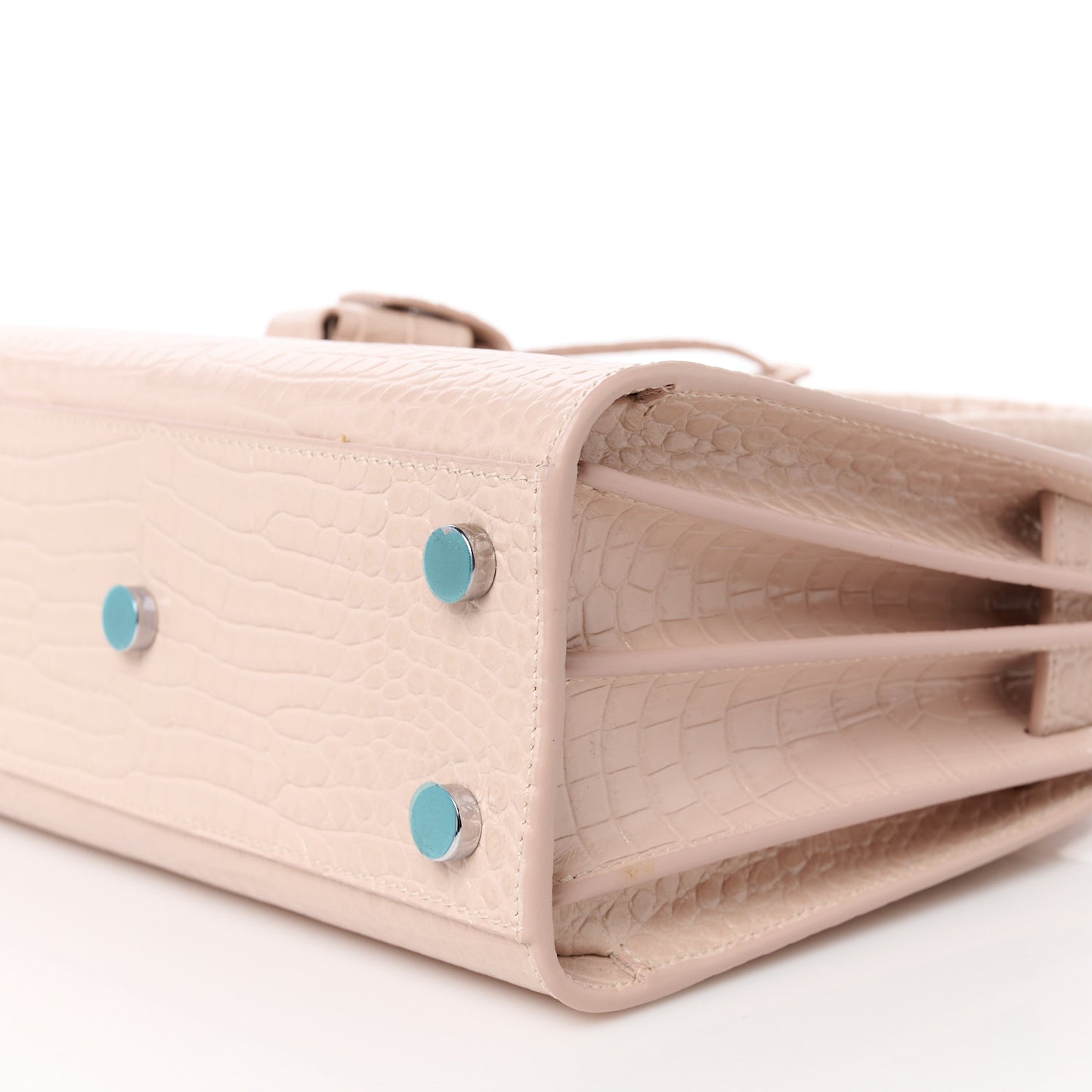 Calfskin Crocodile Embossed Nano Sac De Jour Rose Antic