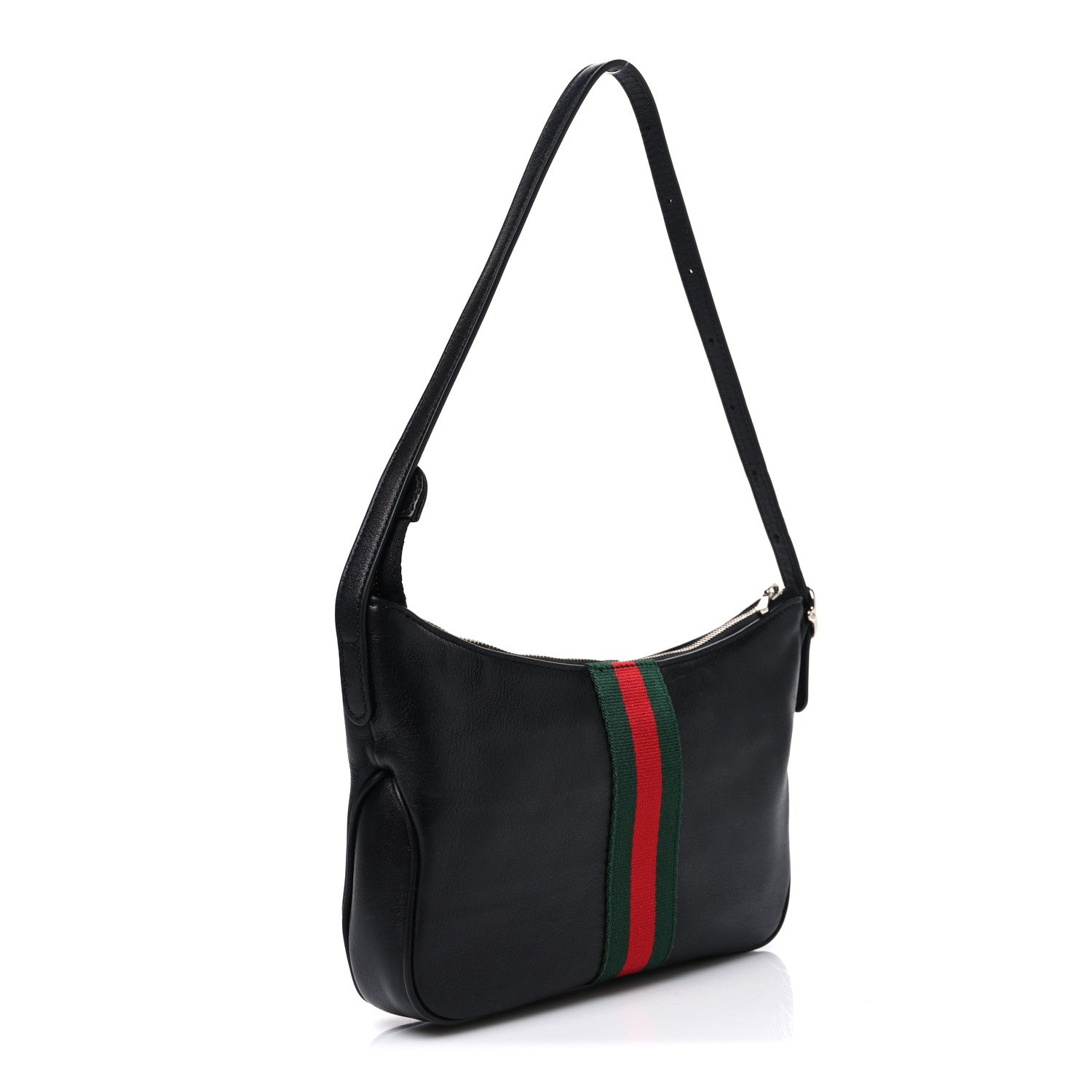Gucci Calfskin Web Small Lunetta Crossbody Bag  Black 2 of 9
