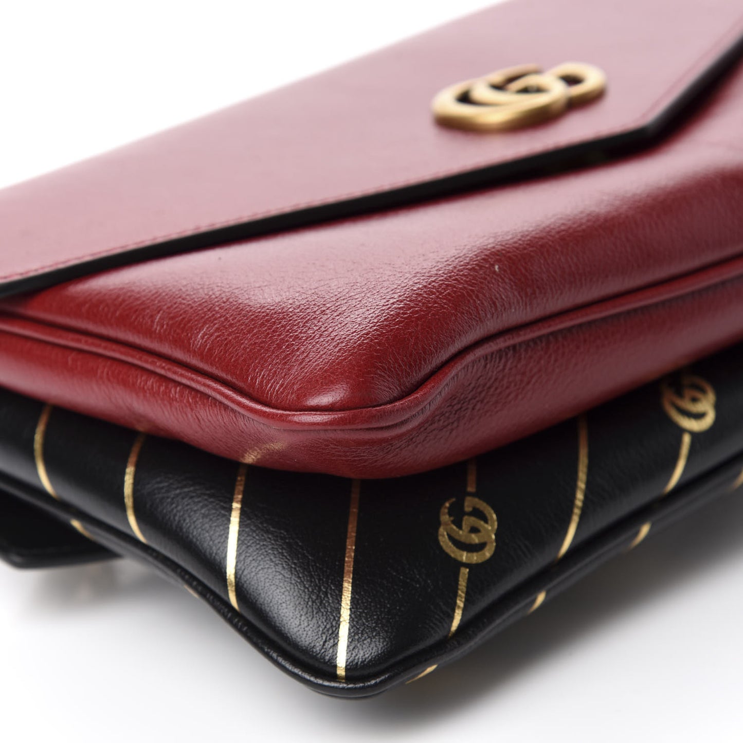 Calfskin Diagonal GG Medium Thiara Double Envelope Shoulder Bag Black Red